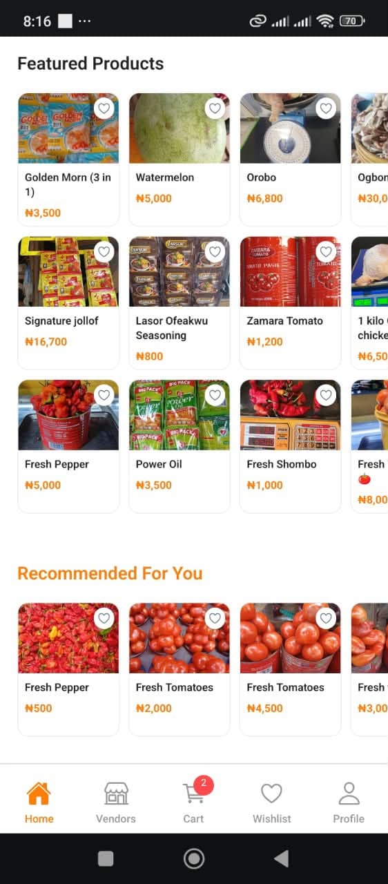 StockedUp app featured products