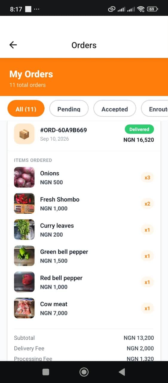 StockedUp app order details